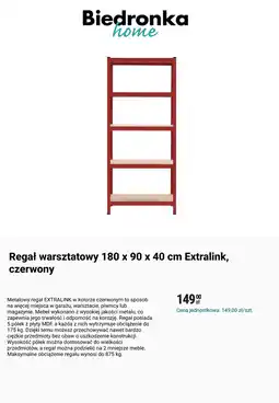 Biedronka Regał warsztatowy Extralink, czerwony oferta