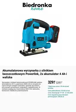 Biedronka Akumulatorowa wyrzynarka z silnikiem bezszczotkowym Powerlink oferta