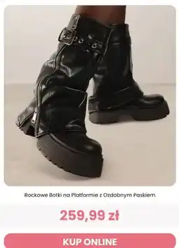 Renee Rockowe botki na platformie z ozdobnym paskiem Renee oferta