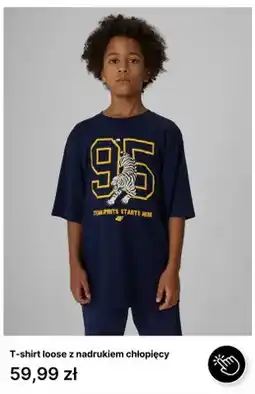 4F T-shirt loose z nadrukiem chłopięcy 4F oferta