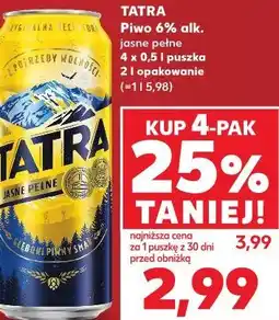 Kaufland Tatra Piwo 6% alk. jasne pełne oferta