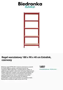 Biedronka Regał warsztatowy 180 x 90 x 40 cm Extralink, czerwony oferta