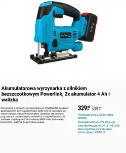 Biedronka Akumulatorowa wyrzynarka z silnikiem bezszczotkowym Powerlink, 2x akumulator 4 Ah i walizka oferta