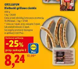Lidl Kiełbaski grillowe cienkie Grill & Fun oferta