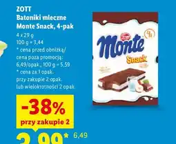 Lidl Batoniki mleczne Monte Snack Zott 4-pak oferta