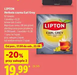 Lidl Herbata czarna Lipton Earl Grey Lemon oferta