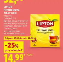 Lidl Herbata czarna Lipton Yellow Label oferta