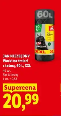 Lidl Worki na śmieci z taśmą Jan Niezbędny 60 l XXL oferta