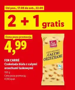 Lidl FIN CARRÉ Czekolada biała z całymi orzechami laskowymi oferta