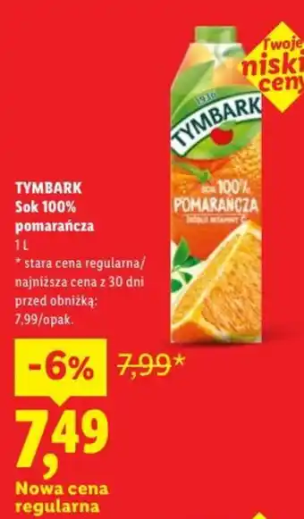 Lidl Sok 100% pomarańcza oferta