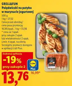 Lidl GRILL&FUN Polędwiczki na patyku w marynacie jogurtowej oferta