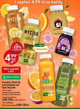 Żabka Foodini, Shot SI, Lemoniada lub Sok Wycisk oferta