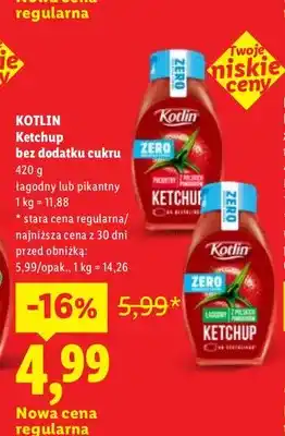 Lidl Ketchup bez dodatku cukru pikantny Kotlin oferta