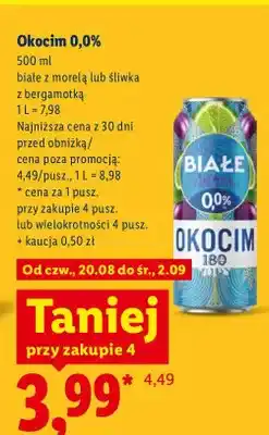 Lidl Piwo bezalkoholowe Okocim śliwka z bergamotką oferta
