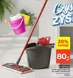 Dealz Zestaw wiadro z wyciskaczem + mop płaski Vileda Ultramax oferta