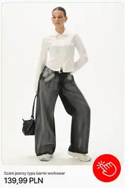 Cropp Jeansy damskie szare typu barrel workwear Cropp oferta