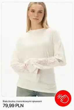 Cropp Bluzka damska biała z koronkowymi rękawami Cropp oferta