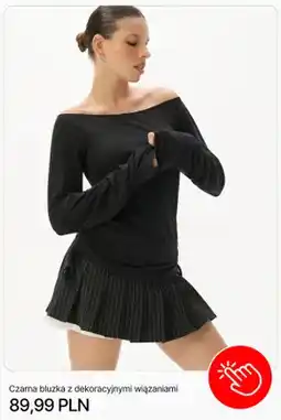 Cropp Bluzka damska czarna z dekoracyjnymi wiązaniami Cropp oferta