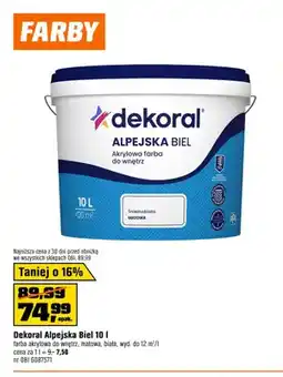 OBI Farba akrylowa Dekoral Alpejska Biel oferta