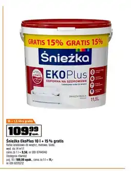OBI Farba lateksowa Śnieżka EkoPlus oferta