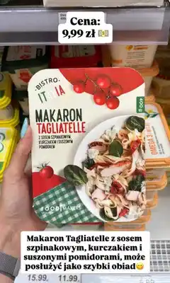 Dino Makaron Tagliatelle z sosem szpinakowym, kurczakiem i suszonym pomidorem Bistro Italia oferta