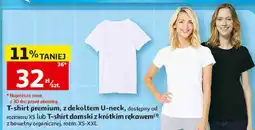 Auchan T-shirt damski premium z dekoltem U-neck lub z krótkim rękawem Inextenso oferta