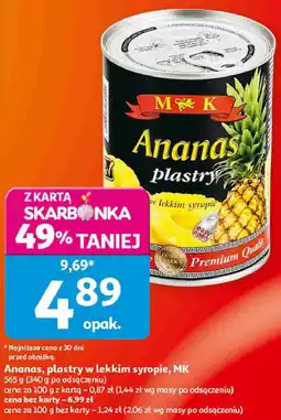 Auchan Ananas, plastry w lekkim syropie, MK oferta