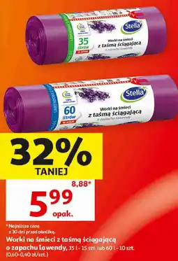 Auchan Worki na śmieci z taśmą ściągającą o zapachu lawendy Stella oferta