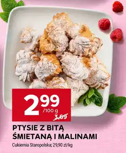Stokrotka Ptysie z bitą śmietaną i malinami Cukiernia Staropolska oferta
