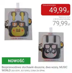 Smyk Bezprzewodowe słuchawki douszne, dwa wzory, MUSIC WORLD oferta