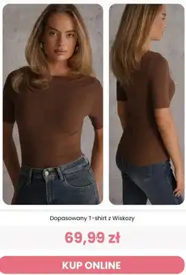 T-shirt dopasowany z wiskozy Reneé