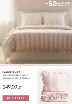 Homla Pościel bawełniana Trudy w różowe paski z falbanką oferta
