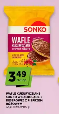 Wafle kukurydziane Sonko w czekoladzie deserowej z pieprzem różowym