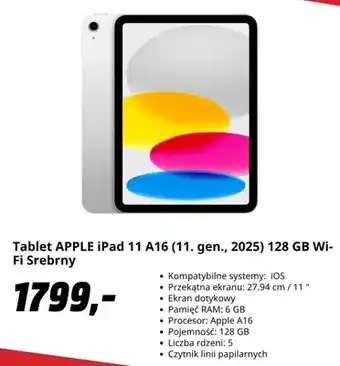 Tablet Apple iPad 11 128GB Wi-Fi Srebrny