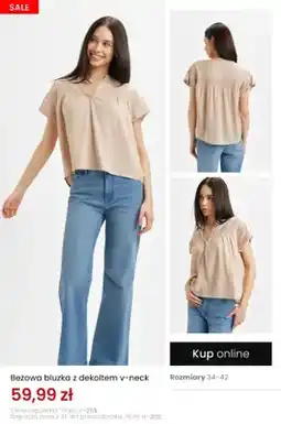 Top Secret Bluzka damska beżowa z dekoltem v-neck oferta
