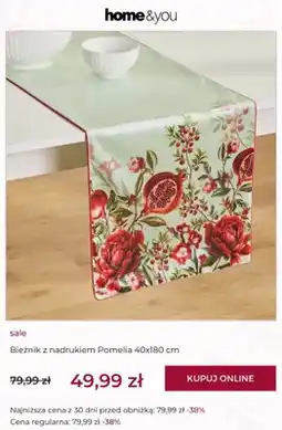 Home&You Bieżnik z nadrukiem Pomelia 40x180 cm oferta