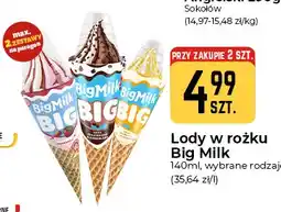 Społem Częstochowa Lody w rożku Big Milk truskawkowe oferta