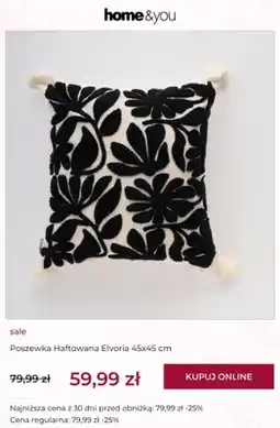 Home&You Poszewka haftowana home & you Elvoria 45x45 cm oferta