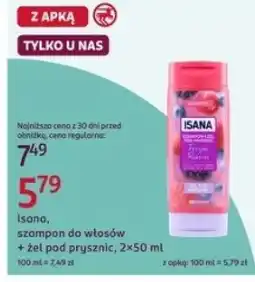 Rossmann Isana, szampon do włosów + żel pod prysznic, 2x50 ml oferta