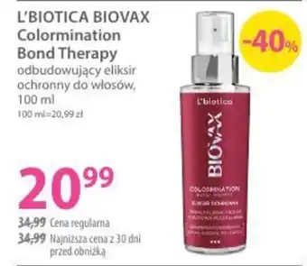 L'Biotica BioVax Colorimation Bond Therapy odbudowujący eliksir ochronny do włosów