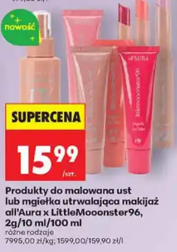 Biedronka Produkty do malowania ust lub mgietka utrwalajaca makijaż all'Aura x LittleMooonster96 oferta