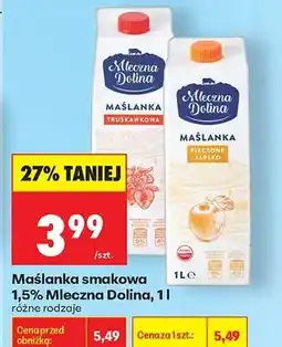 Biedronka Maślanka smakowa 1,5% Mleczna Dolina, 1 l oferta