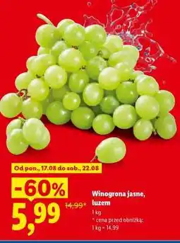 Lidl Winogrona jasne luzem oferta