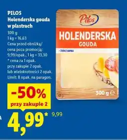 Lidl PILOS Holenderska gouda w plastrach oferta