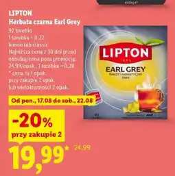 Lidl LIPTON Herbata czarna Earl Grey oferta