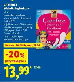 Lidl CAREFREE WKŁADKI HIGIENICZNE oferta