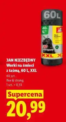 Lidl JAN NIEZBĘDNY Worki na śmieci z taśmą, 60 L, XXL oferta