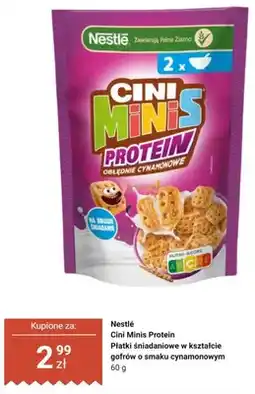 Dino Płatki śniadaniowe Nestlé Cini Minis Protein w kształcie gofrów o smaku cynamonowym oferta