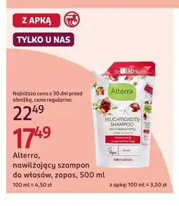 Rossmann Nawilżający szampon do włosów zapas Alterra oferta