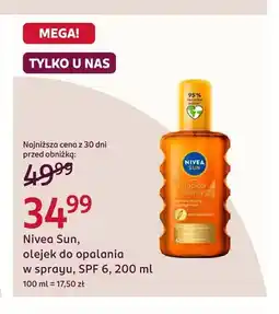 Rossmann Olejek do opalania w sprayu Nivea Sun SPF 6 oferta